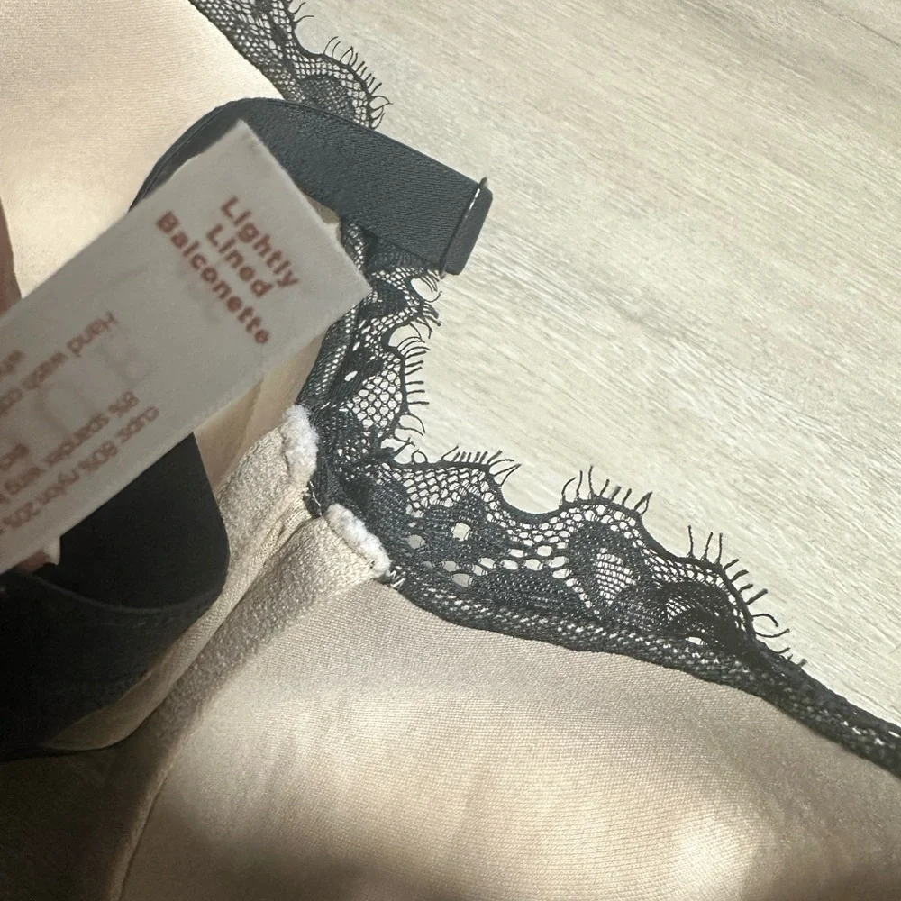 Cacique Black Lace Trim Balconette Bra 40C